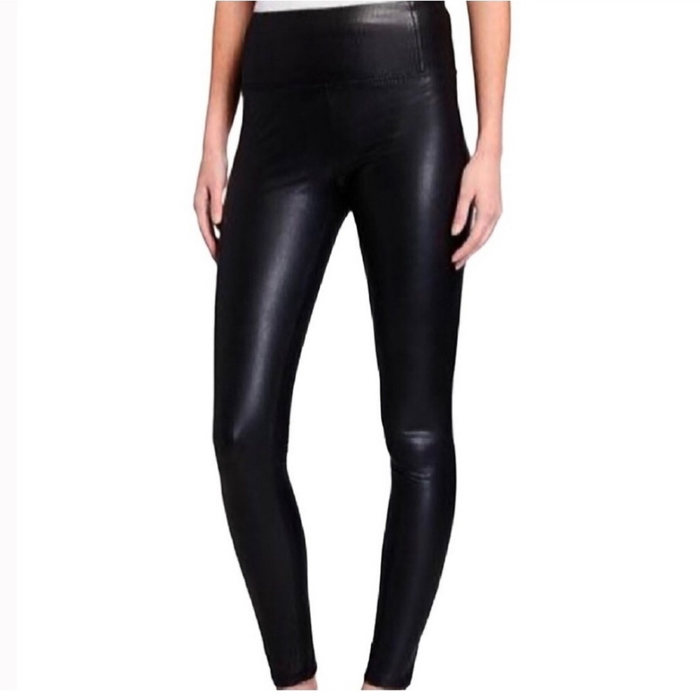 7 FOR ALL MANKIND Black Faux Leather Leggings Pants NWT XS - Picture 2 of 9